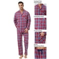 thumbnail image 2 of GLOBAL Mens Yarn Pajama Set 100% Cotton, Long Sleeve Button Down PJ Set for Men Plaid Men's Sleepwear, Sizes S-3XL, 2 of 6