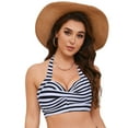 thumbnail image 3 of Gubotare Halter Top Swimsuits for Women Bikini Top - Push Up, Halter, Retro, Padded Swimsuit Top(Grey,S), 3 of 8