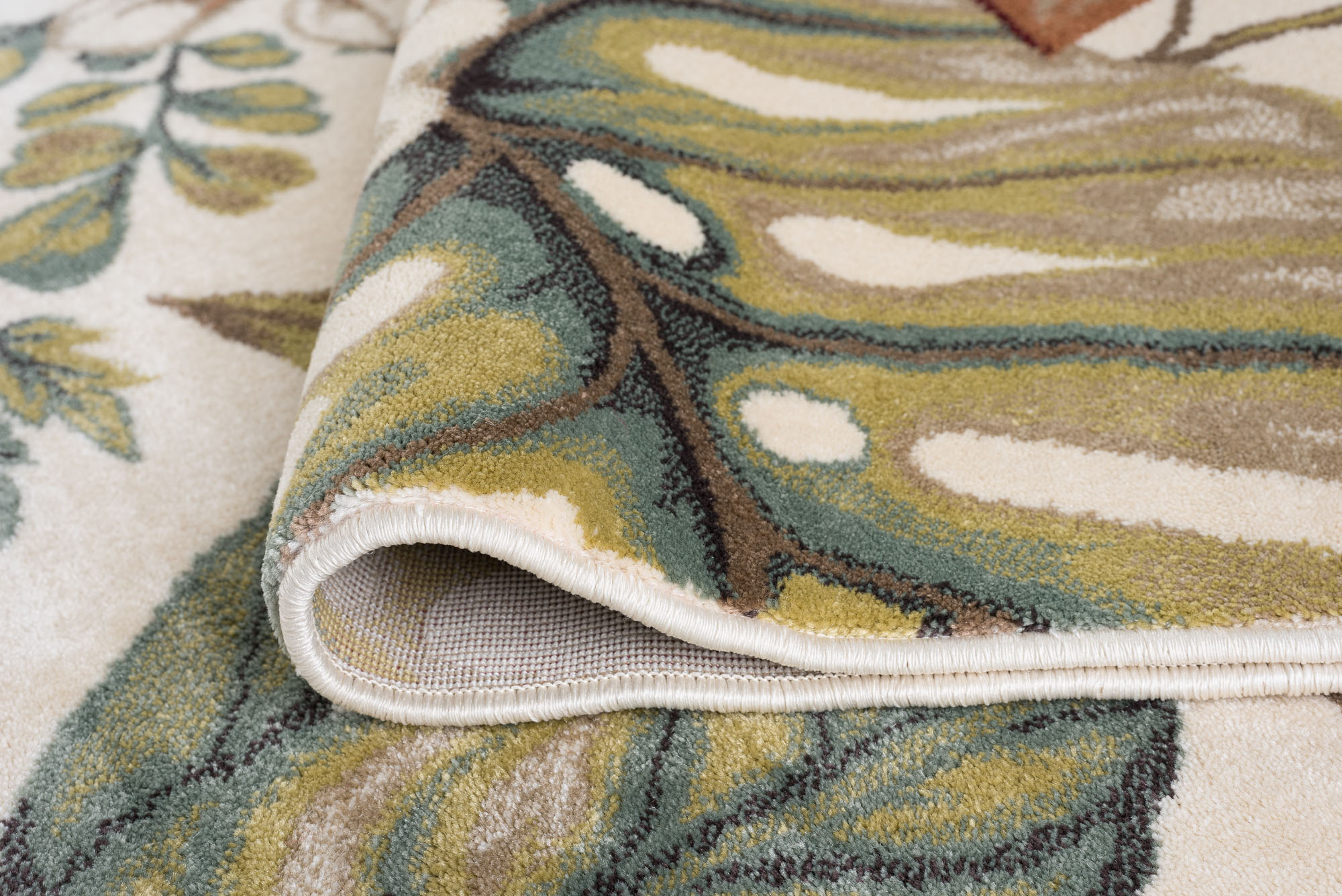 Transitional 5x8 Area Rug (5'3'' x 7'3'') Floral Ivory, Citron Green Living Room Easy to Clean
