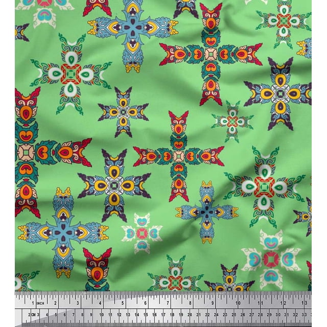 Soimoi Rayon Fabric Tiles Moroccan Fabric Prints by Yard 42 Inch Wide