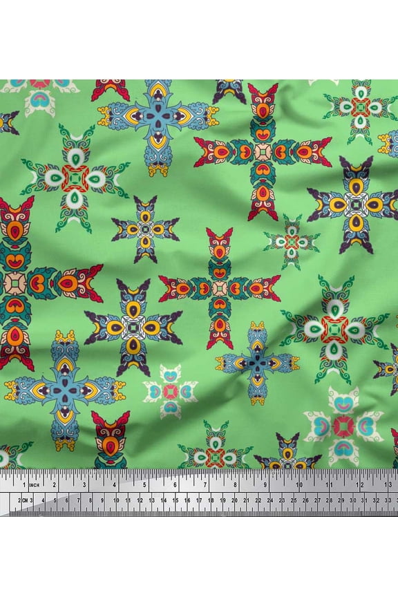 Cotton Jersey Fabric Tiles Moroccan Decor Fabric Printed Yard 58 Inch Wide