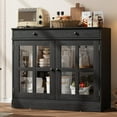 thumbnail image 1 of Ourlova 35.4" Oak Sideboard Buffet Cabinet with Glass Door, Modern Storage with Drawer & Adjustable Shelves, Freestanding for Dining Room, Living Room, Kitchen, 1 of 8
