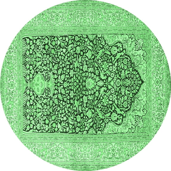 Ahgly Company Indoor Round Persian Emerald Green Traditional Area Rugs, 7' Round