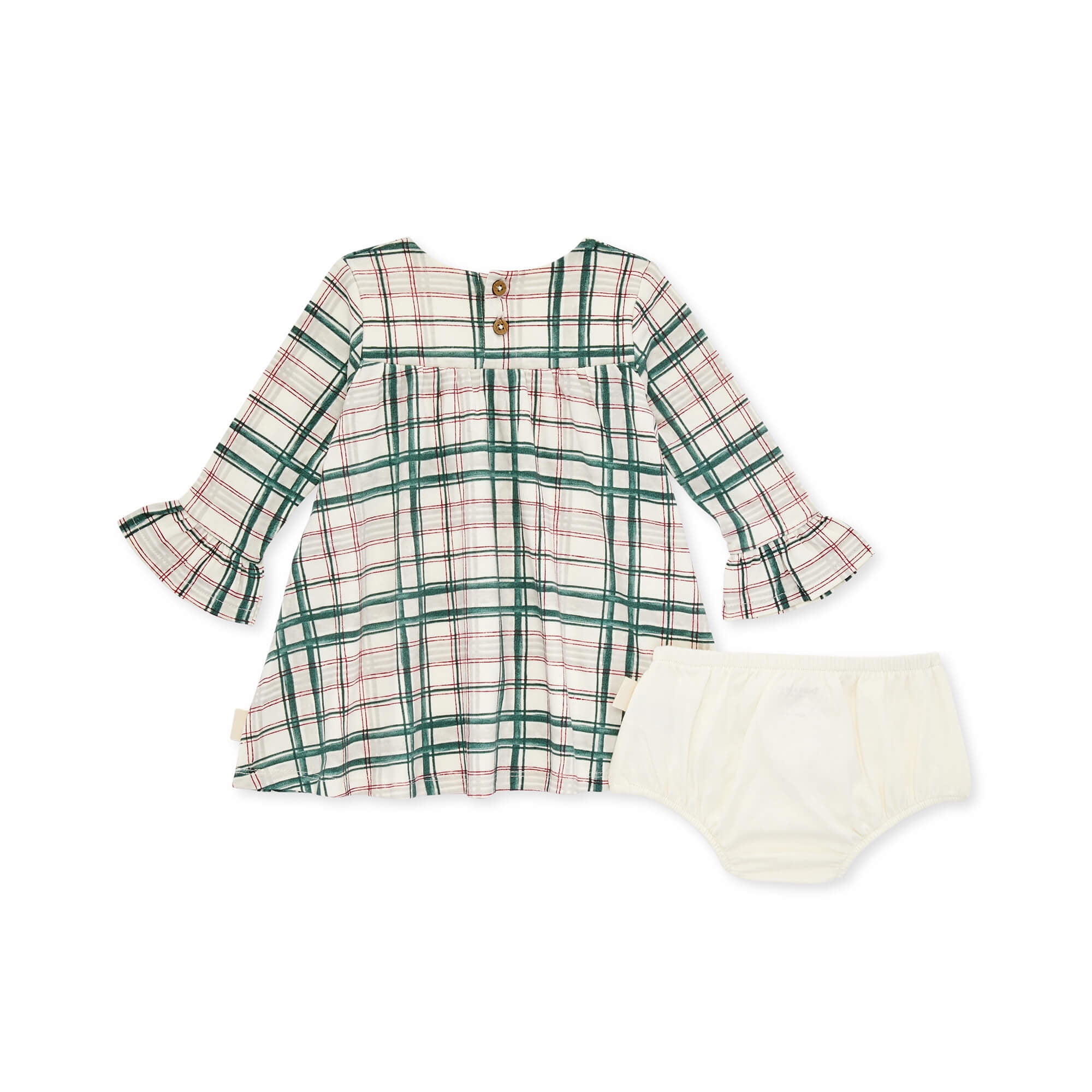 Burt's Bees Baby Organic Cotton Baby & Toddler Girl Plaid Dress & Diaper Cover Set, Sizes 0/3 Months-5T