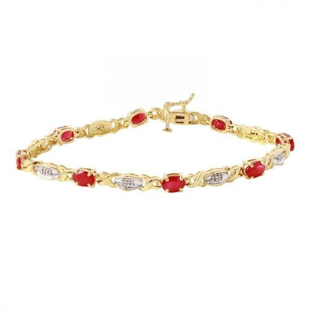 Foreli 2.52CTW Ruby And Diamond 10K Yellow Gold Bracelet MSRP$5490.00