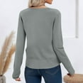 thumbnail image 4 of Cardigan Sweaters for Women 2025 Lightweight Knit Cardigan Long Sleeve V Neck Button Down Fall Outerwear Gray 2XL, 4 of 4