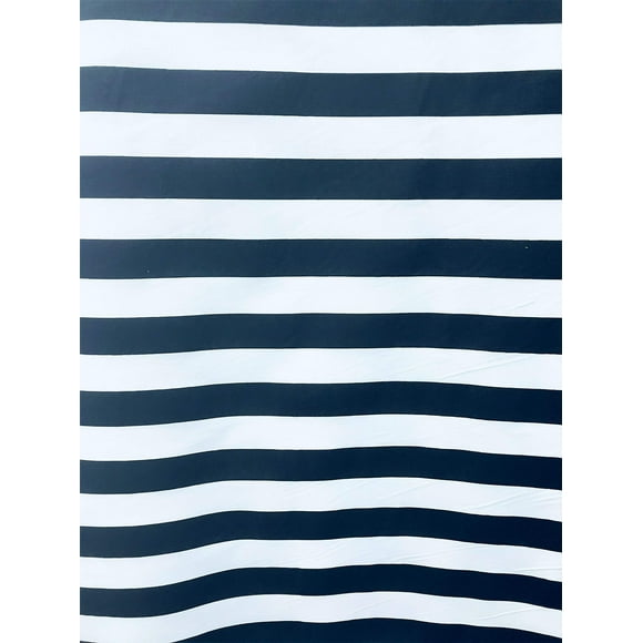 Sal Tex Fabrics , Tissu Imprimé en Coton Poly à Rayures de 1 Pouces, Combinaison de Deux Couleurs, Vend au Yard, 60 Pouces de Large (Marine/blanc)