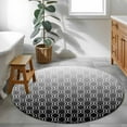 thumbnail image 4 of Round Rugs 3.3 Ft, Moroccan Black Non Slip Area Rugs for Kitchen Bedroom Entryway, Geometric Abstract Gradient Plaid Washable Carpet Runner Rug Floor Mats for Bedroom Home Decor, 4 of 9