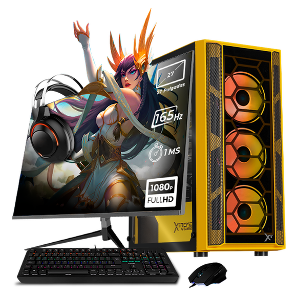 Xtreme PC Gaming AMD Radeon RX 6600 Ryzen 7 5700 32GB SSD 1TB Monitor 27 165Hz WIFI Yellow