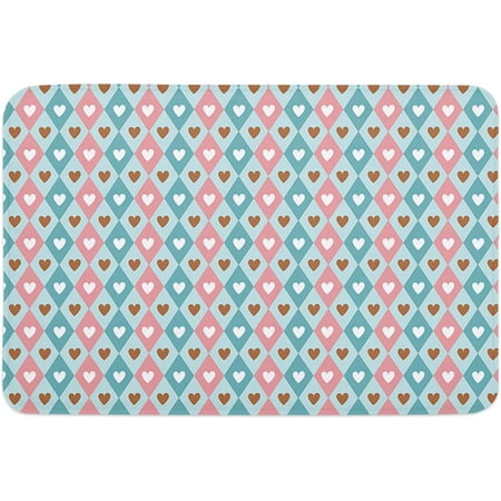 

Front Door Mat Welcome Mat Romantic Love Geometric Non-Slip Absorbent Indoor Door Mats Durable Backing Low-Profile Floor Doormat for Entryway Patio Porch 24x16 Inch