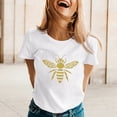 thumbnail image 2 of Alun Happy Bees' Day Womens T Shirts Women Loose Comfortable Summer Classic Crewneck Short Sleeve Tees Soft Lightweight Cute Honeybee Graphic Festival Celebration Tops 1-White S, 2 of 5