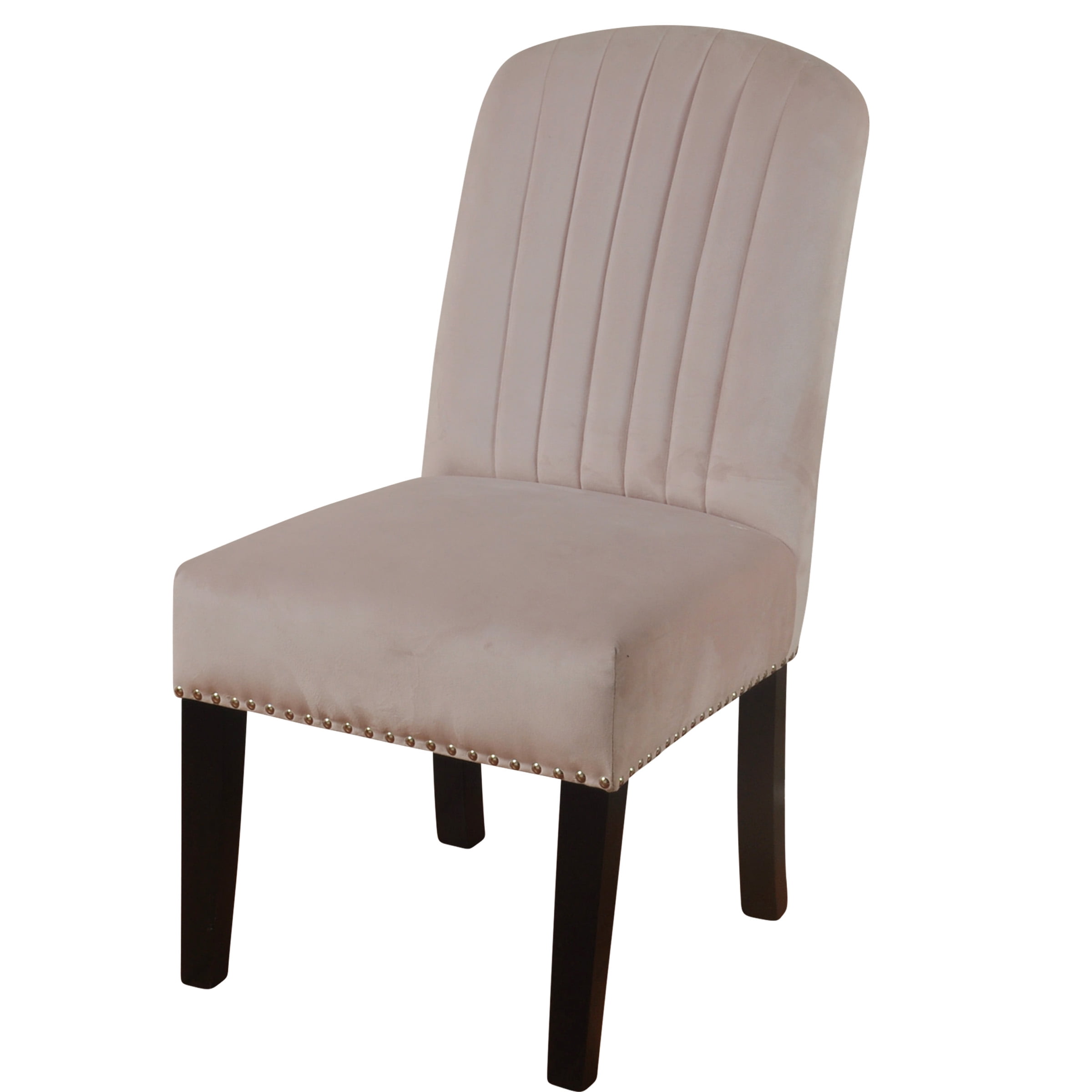 Channel Back Parson Dining Chair Dark Espresso Brown Finish Blush