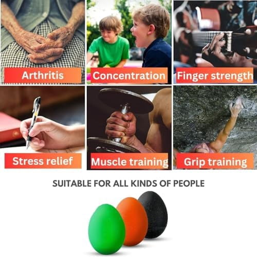WLIKKS Stress Balls for Adults - 3 Squeeze Balls for Hand Therapy, Stress Relief & Strength - 3 Resistance Levels