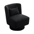 thumbnail image 5 of Swivel Accent Chair, Modern Boucle Upholstered Lounge Leisure Chair with Curved Back and Metal Base, 360 Degree Club Chair Comfy Single Sofa Chair for Living Room, Bedroom, Office, Black, 5 of 7