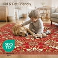 thumbnail image 4 of ODIKA 6'x9' Washable Area Rug Oriental Allover With Vintage Medallion And Vines Boho Floral Refined Structured for Queen Size Bedroom, Under Bed, Master Suite, Easy Care, Non-Shedding, 4 of 7