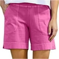 thumbnail image 2 of Augper Fashion Women's Summer Casual Solid Color Shorts with Pocket, 2 of 5