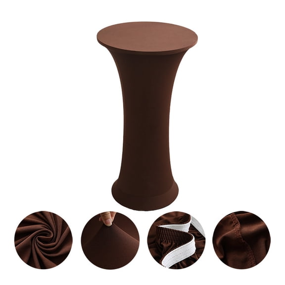 NAMZI 24x43 Inch Elastic Fitted Spandex Tablecloth, Round High Top Cocktail Table Cover Perfect for Weddings, Pool Parties & Anniversaries, Dark Coffee