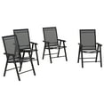 thumbnail image 2 of Outsunny Set of 4 Patio Folding Chairs, Stackable Outdoor Sling Chairs with Armrests for Lawn, Camping, Dining, Beach, Metal Frame, Black, 2 of 9