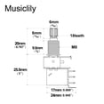 thumbnail image 2 of Musiclily Pro A500K Full Brass Metric Coarse 18-Spline Split Shaft Pots Push/Push Audio Taper Potentiometers for Electric Guitar Bass (Set of 2), 2 of 5