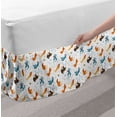 thumbnail image 2 of Dog Bed Skirt, Funny Dogs Flying with Food Bowl and Bones Pets Companion Illustration, Elastic Bedskirt Dust Ruffle Wrap Around for Bedding Decor, 4 Sizes, Slate Blue Ginger, by Ambesonne, 2 of 2