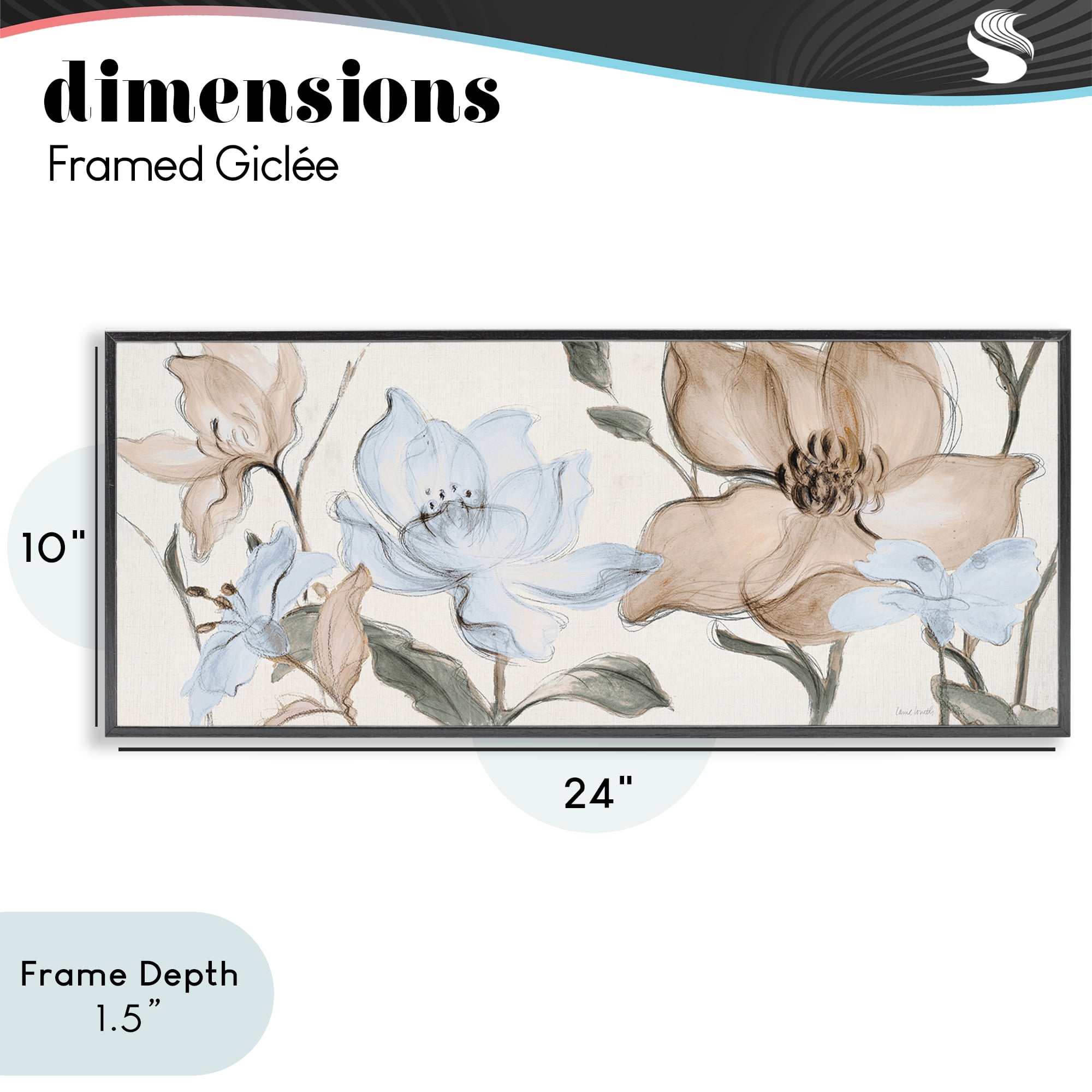 Stupell Industries Soft Whispering Florals Black Framed Giclee Art, design by Lanie Loreth