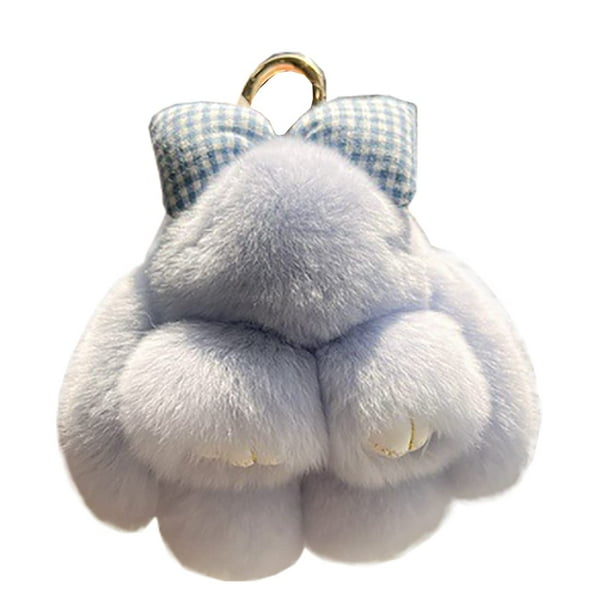Llavero de Peluche con Conejo de Piel Sintética Suave 12 cm Azul