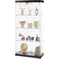 thumbnail image 4 of Holaki 4-Tier Glass Display Cabinet, 2 Doors Large Curio Display Cabinet with 2 Lights and & 2 Lock, Floor Standing Tempered Glass Showcase with 4 Wheels for Bedroom, Living Room or Office - Black, 4 of 9