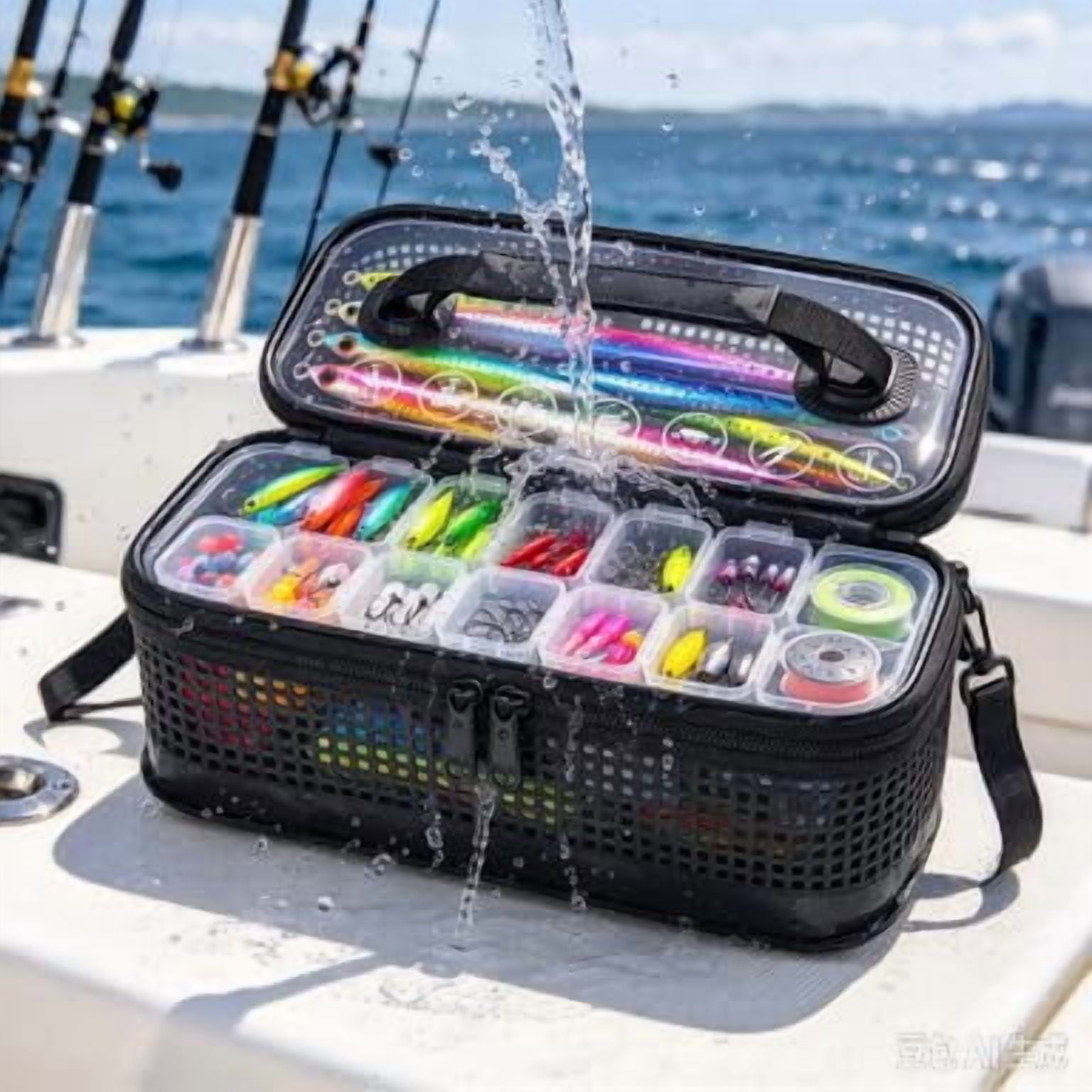 Rinse Dry Box - Rinse Drain and Store Fishing Lures for Saltwater Tackle. Quick-Drain Mesh Tackle Box with Clear Lid & Carry Handle Easy Rinse & Drain for Saltwater/Freshwater Jigs Lures(Z)