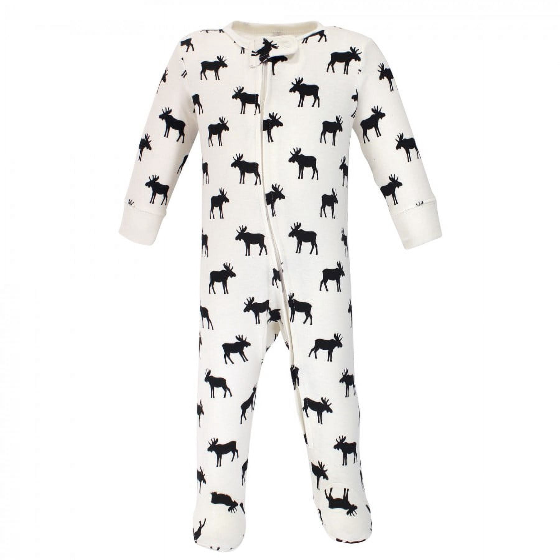 Hudson Baby Infant Boy Cotton Zipper Sleep and Play 3pk, Moose, 6-9 Months