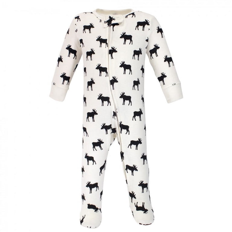 Hudson Baby Infant Boy Cotton Sleep and Play 3-Pack, Moose, 3-6M photo 3