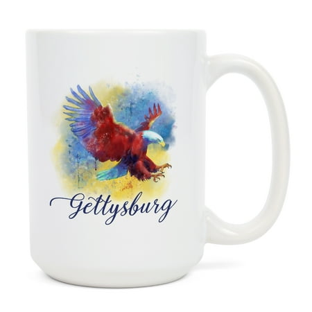 

15 fl oz Ceramic Mug Gettysburg Pennsylvania Eagle Watercolor Dishwasher & Microwave Safe