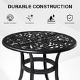 thumbnail image 3 of Hassch 23.6-Inch Cast Aluminum Round Patio Table in Black, Outdoor Bistro Table with Phoenix Pattern, 2" Umbrella Hole, Adjustable Feet, Easy Assembly, 3 of 10