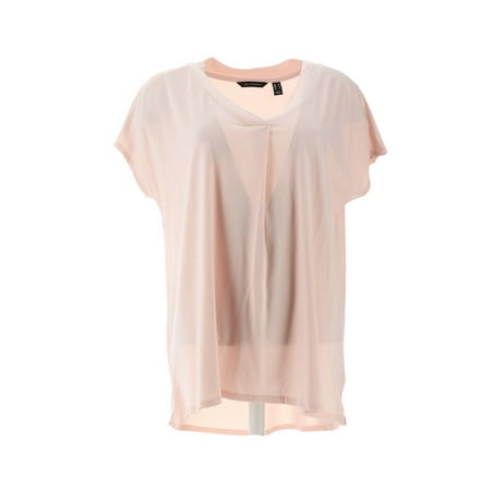 Halston Jet Set Extended Shoulder V-Neck Top Pleats A352490