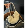 thumbnail image 3 of JUYGO Handwoven Seashell Bag for Women Crochet Beach Bag Boho Clutch with Pearl Strap Leather Handle Unique Design 2025, 3 of 7