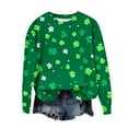 thumbnail image 5 of Women's St Patricks Day Plus Size Sweatshirt Long Sleeve Festival Print Color Block Crewneck Loose Casual Tops (XL, Green), 5 of 5