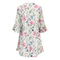 thumbnail image 6 of iOPQO casual dresses for women Women Summer Dresses For 2022 Ethnic Style Dress Lace Trim V Neck Floral Dress Dot Floral Printing Three Quarter Sleeves Swing Dress Bohemian Mini Dress White XXL, 6 of 6