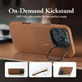 thumbnail image 3 of Genuine Leather Case for iPhone 16 Pro (6.3 inch), Vintage Crazy Horse Leather Case with Stand, Magnetic Phone Case with Camera Frame Holder, MagSafe Compatible, 3 of 5