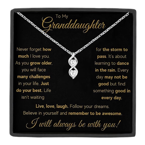 MASALADI To My Granddaughter Double Heart Necklace, Inspirational Infinity Jewelry Gift for Graduation Birthday Christmas