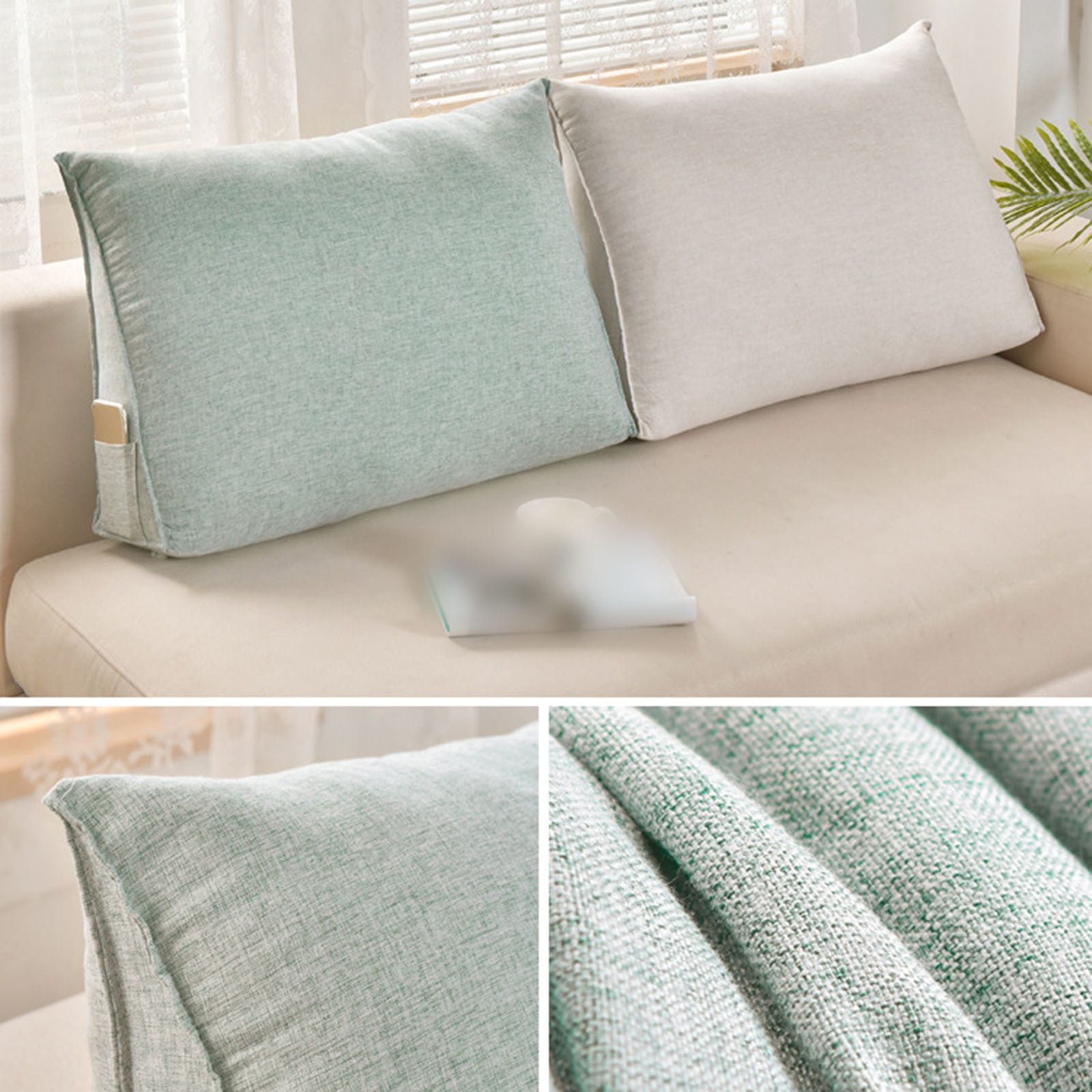 Triangular Back Support Pillow - Large Wedge Bolster Cushion for Reading in Bed & Sofa - Lumbar Neck Support with Removable Cover - Office Chair & Daybed Pillow
