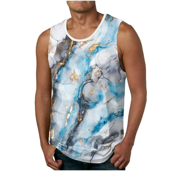 Njoeus Men's Graphic Tees - Tie-Dyed T Shirts for Men Gym Workout Fitness Tanks - Beach Summer Sleeveless Tank Tops S-XXL