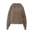 thumbnail image 6 of ClodeEU Cropped Zip Up Hoodies For Womens,Drawstring Hooded Thumbhole Sweatshirt,Sweatshirt Fall with Pockets Khaki,Womens Plus M, 6 of 6