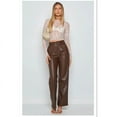 thumbnail image 2 of Solid PU Leather Straight Leg Pants High Elasticity Leggings Pants for Women, 2 of 3