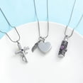 thumbnail image 3 of 3 Pack Birthstone Cylinder Cross Heart Urn Necklace for Ashes Cremation Jewelry for Ashes for Women Men Loved One Keepsake Memorial Mini Urn Holder, 3 of 7
