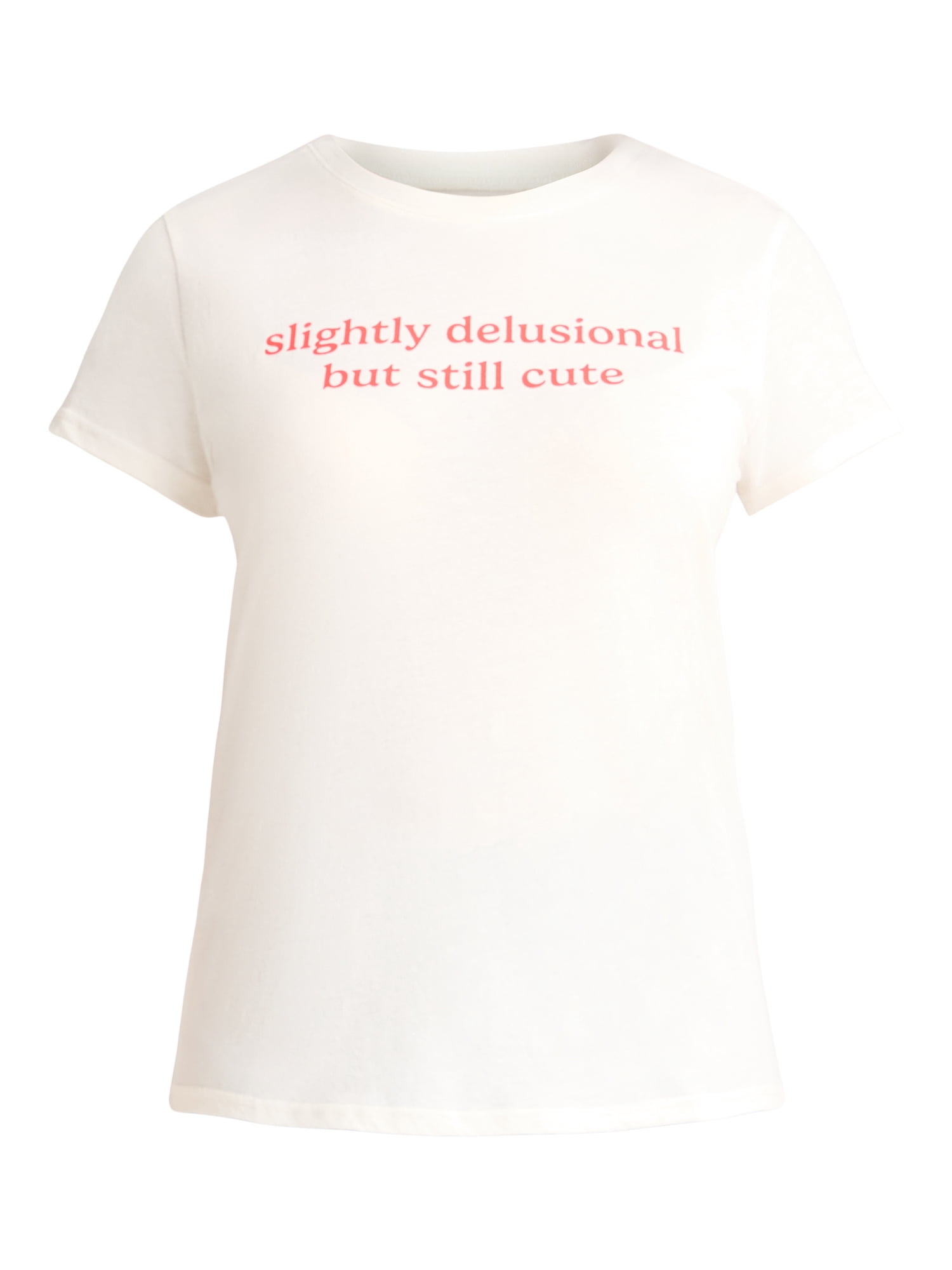 Slightly Delusional Women's Graphic Tee with Short Sleeves, Sizes XXS-XXL