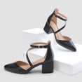 thumbnail image 6 of BURUDANI Women's Closed Pointed Toe Low Chunky Heels Pumps Ankle Strap Wedding Business Dressy Shoes, 6 of 6