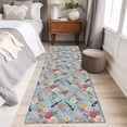thumbnail image 4 of Runner Rug 2 x 6 Ft, Spring Red Floral Washable Non-Slip Floor Mat for Kitchen Hallway/Entryway, Daiy Birds Farmhouse Blue Botanical Long Kitchen Runner Area Rugs for Living Room, Low-Profile, 4 of 8