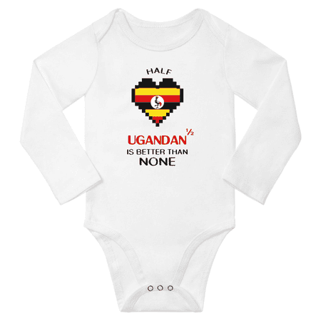 

1/2 Half Ugandan is Better Than None Cute Baby Long Slevve Bodysuit Outfits (White 3-6 Months)