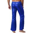 thumbnail image 4 of inlzdz Mens Shiny Sequined Bell Bottom Long Pants Dance Performance Trousers Royal Blue S, 4 of 5