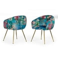 thumbnail image 4 of Benjara 25" Dining Chair- Floral Design- Gold Legs- Blue Velvet Upholstery, 4 of 6