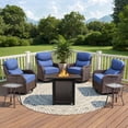 thumbnail image 2 of Bellefurn Luxury 7 Pieces Patio Furniture Sets with Fire Pit Table Swivel Glider Chairs with 6" Thick Cushion,Patio Rattan Deep Seat Conversation Sets for Porch Deck Garden Backyard, 2 of 14